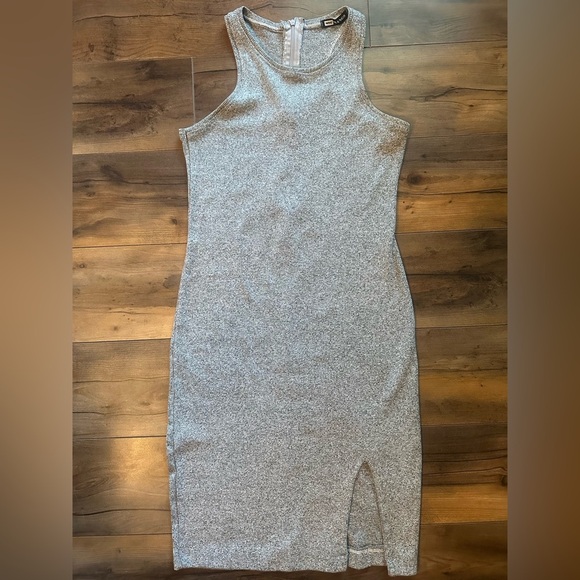 MNG by Mango Gray Knit Bodycon Dress | Sleeveless Midi | Size Approx S/M - Picture 2 of 9